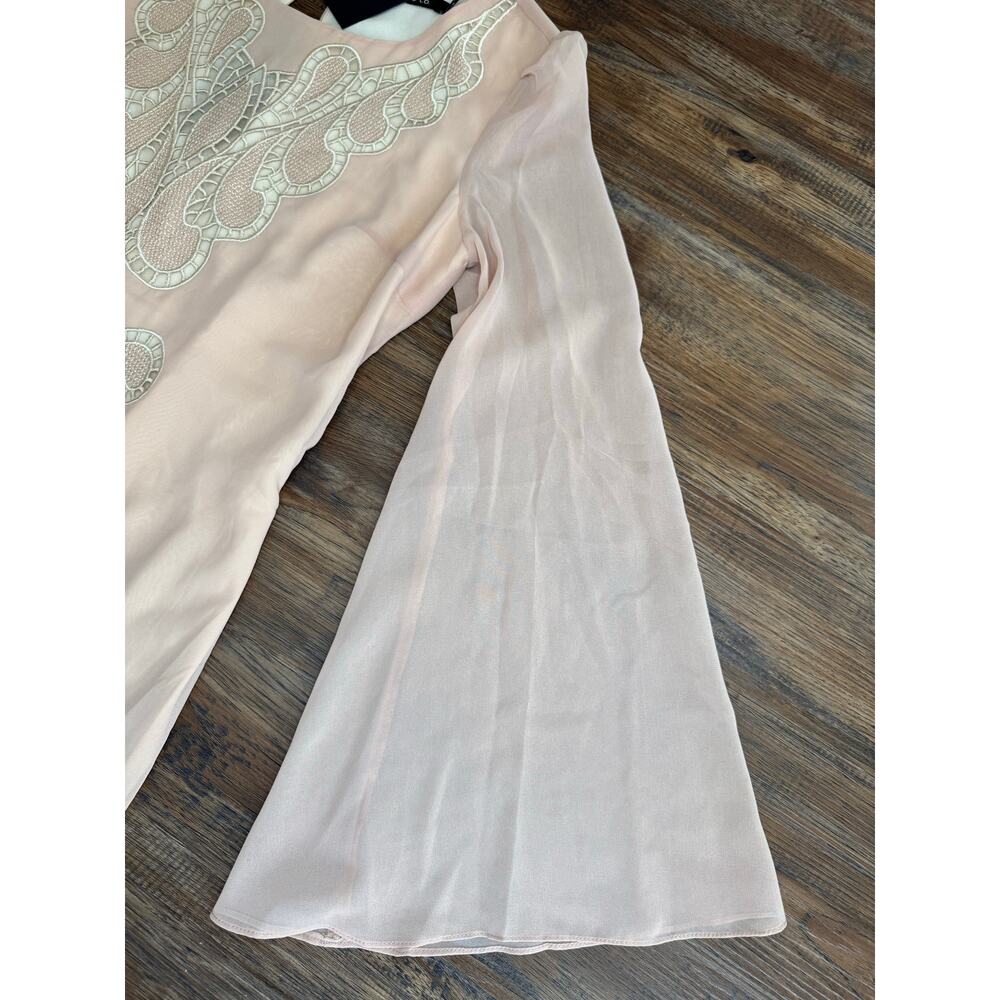 Ark & Co. Anthropologie peach blush embroidered dress tunic sheer bell sleeve - Picture 10 of 15